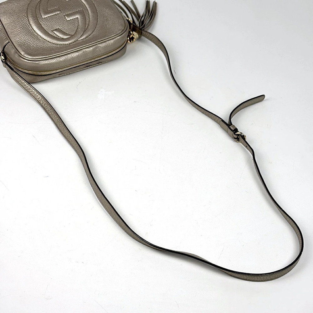 Gucci Soho Shoulder Bag Tassel Fringe Leather Gold - Picture 6 of 7